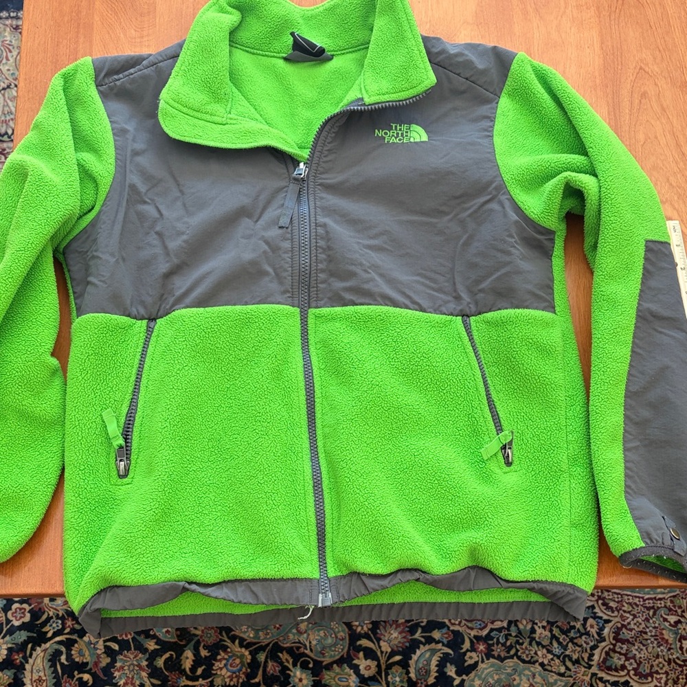 Boys/girls The North Face Lime Green and Charcoal Fleece Jacket